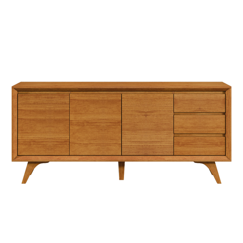Buffet Vertex 3 Portas 3 Gaveta Naturalle Pés Madeira Maciça