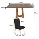 Ver imagem 4 de Mesa 1,2m Freijó Pés Cerejeira 4 Cadeiras Heloísa Almofadada Restaurante - Preto Linho