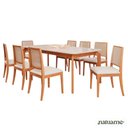Ver imagem 1 de Conjunto Ficus 2,10 com 8 Cadeiras Buriti Perfeito para Salas Grandes Madeira/off White/linho Cru