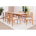 Ver imagem 2 de Conjunto Ficus 2,10 com 8 Cadeiras Buriti Perfeito para Salas Grandes Madeira/off White/linho Cru