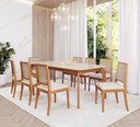 Ver imagem 2 de Conjunto Ficus 2,10 com 8 Cadeiras Buriti Perfeito para Salas Grandes Madeira/Off White/Linho Cru