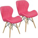 Ver imagem 1 de Kit 2 Cadeiras Charles Eames Eiffel Slim Wood Estofada - Rosa