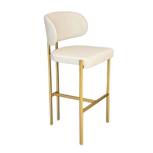 Banqueta Agnes Dourada Tecido Boucle Bege - Metal