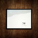 Ver imagem 2 de Quadro Decorativo Minimalista- Mar Pássaro Branco 24x18cm:madeira Preta