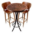 Ver imagem 2 de Mesa Bistrô Alta Redonda 60cm em Madeira Maciça com Estampa Pirografada Black Beer - Empório Tambo -