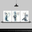 Ver imagem 2 de Kit 3 Quadros Deusa Da Justiça Aquarela Azul 33x24cm:Madeira preta