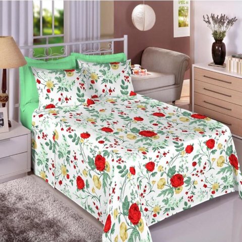 Jogo de Cama Casal King Algodão 4 Peças 200 Fios Estampado