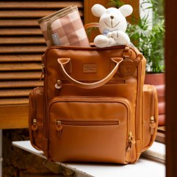 Kit Maternidade 3 Pçs Mala de Rodinhas, Mochila Urban e Porta Carteira Vacinação Teddy Caramelo - 12