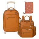 Ver imagem 1 de Kit Maternidade 3 Pçs Mala de Rodinhas, Mochila Urban e Porta Carteira Vacinação Teddy Caramelo