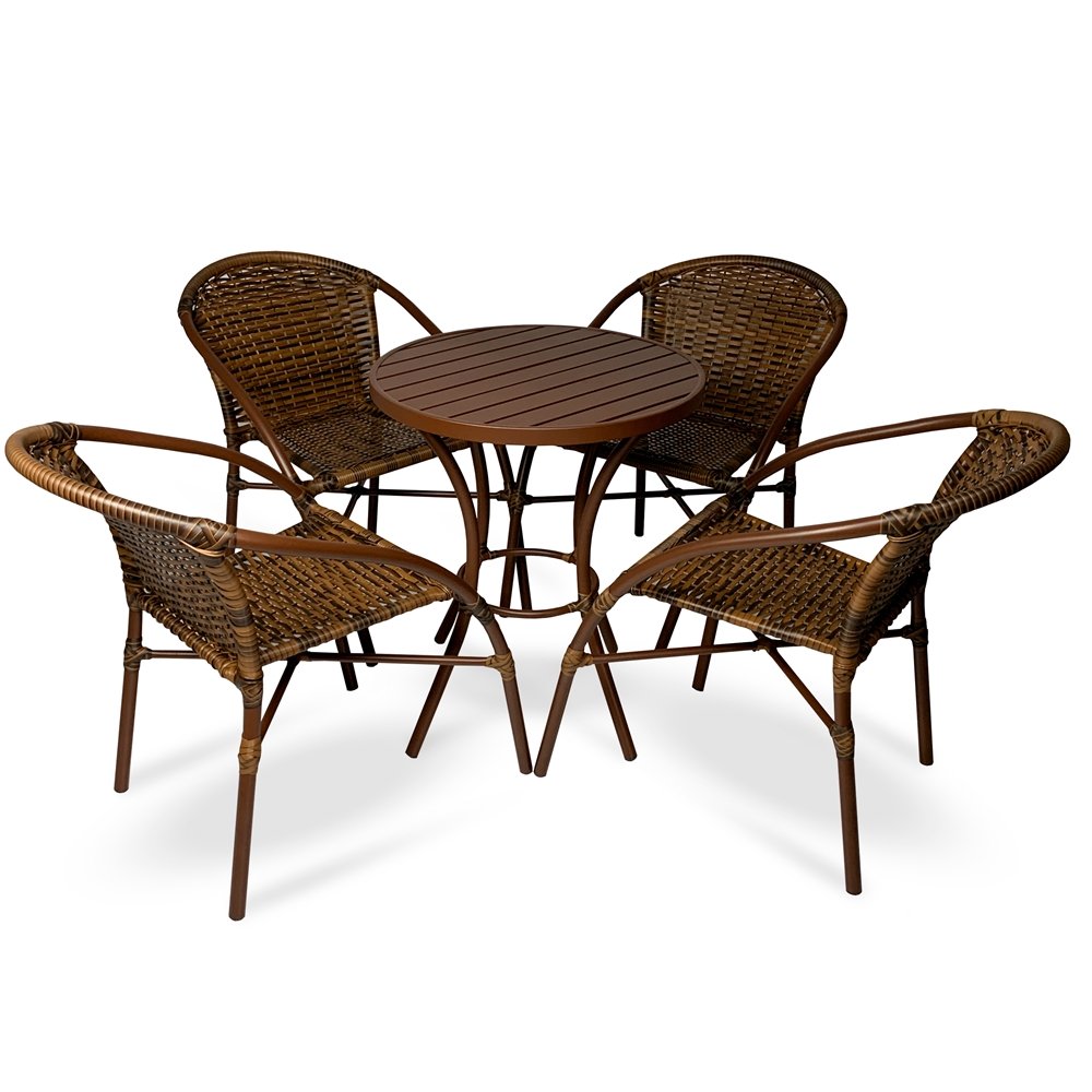 Conjunto Veneza Kit 4 Cadeiras + Mesa Ripada 65m - Alumínio Pintado Preto Fibra Sintética Área é boa?