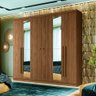 Guarda Roupa Casal 6 Portas Ripado com Chaves Buriti com Espelhos Santos Andira Jatoba/areia - 1