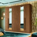 Ver imagem 1 de Guarda Roupa Casal 6 Portas Ripado com Chaves Buriti com Espelhos Santos Andira Jatoba/areia