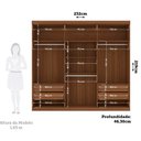 Ver imagem 4 de Guarda Roupa Casal 6 Portas Ripado com Chaves Buriti com Espelhos Santos Andira Jatoba/areia