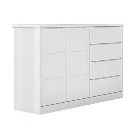 Cômoda Diamante 4 Gavetas e 2 Portas Branco - Fbaby