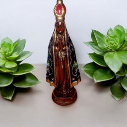 Imagem Nossa Senhora Aparecida 20 Cm Pintura Linda Marrom - 8