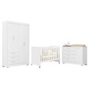 Ver imagem 1 de Dormitório Infantil Zaki Guarda Roupa, Cômoda e Berço Evolution Branco Fosco - Reller Móveis