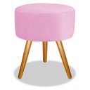 Ver imagem 1 de Puff Pufinho Redondo Pés Palito Suede Rosa Bebê Recepção Sala Quarto - Bela Móveis