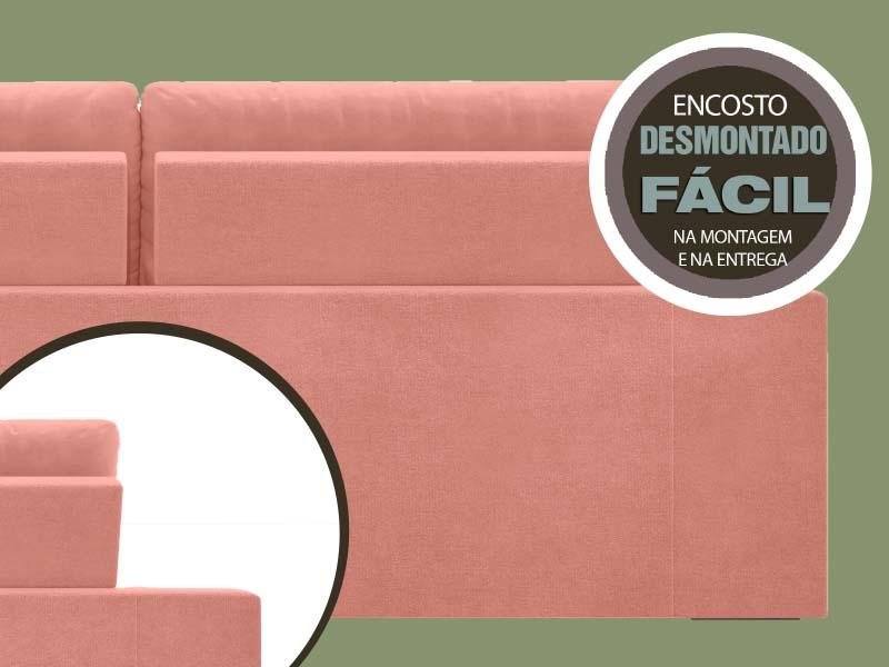 Sofá Confort 1,80m Assento Retrátil e Reclinável Velosuede Rose - NETSOFAS - 5