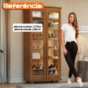 Ver imagem 4 de Sapateira 2 Portas com LED e Vidro Reflecta 6 Prateleiras Veneza Carvalho Tapajós