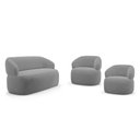 Ver imagem 1 de Kit 02 Poltronas Giratória e 01 Sofá Orgânico Glee 02 Lugares 140cm Veludo Cinza - Desk Design