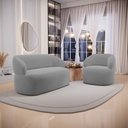 Ver imagem 2 de Kit 02 Poltronas Giratória e 01 Sofá Orgânico Glee 02 Lugares 140cm Veludo Cinza - Desk Design