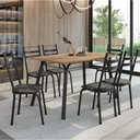 Ver imagem 2 de Conjunto de Mesa Sala de Jantar com 6 Cadeiras Tubular Tampo Bp Madeirado Retangular 1,36m Preto/