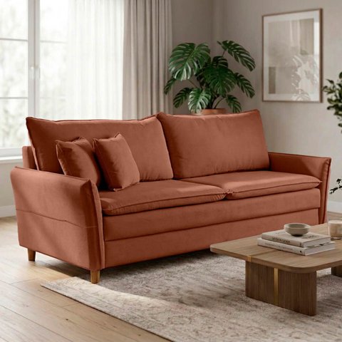 Sofá Living 3 Lugares Berlim 185cm Bouclê Confortável Moderno Braço Fino Sala Apartamento Recepção:T