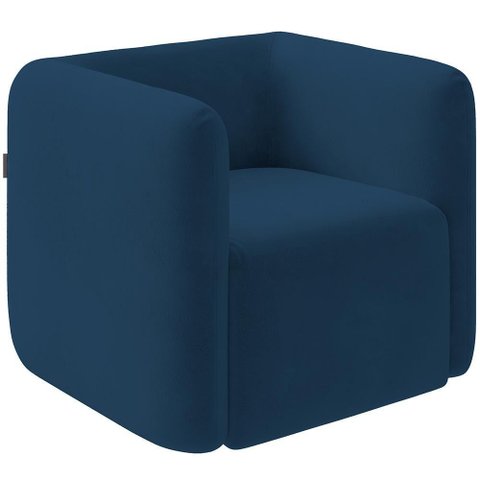 Poltrona Decorativa para Sala de Estar Fixa Living Peônia K01 Veludo Azul Marinho