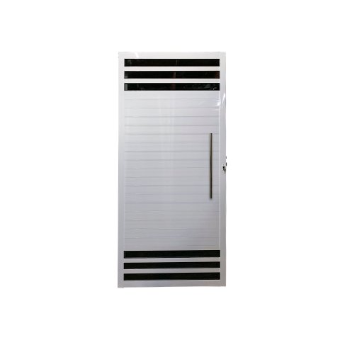 Porta Lambril 6 Vidros Alumínio Branco com Puxador 210x100 Lado Esquerdo