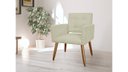 Ver imagem 3 de Poltrona Decorativa Camila Suede Bege Pés Madeira Mz Decor
