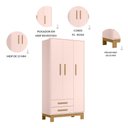 Ver imagem 7 de Kit Quarto de Bebê Q Encanto Slim com Berço Mini Cama Guarda Roupa 3 Portas e Colchão D18 130x70 Mov