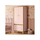 Ver imagem 1 de Guarda Roupa Infantil Flora 2 Portas 3 Gavetas Rosa Acetinado - Qmovi