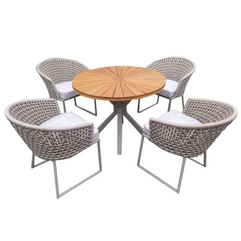 Conjunto de Mesa em Corda Náutica Jasmin - 4 Cadeiras + 1 Mesa