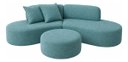Ver imagem 2 de Sofá e Puff Orgânico Virginia 250cm Sala Suede Azul-Turquesa