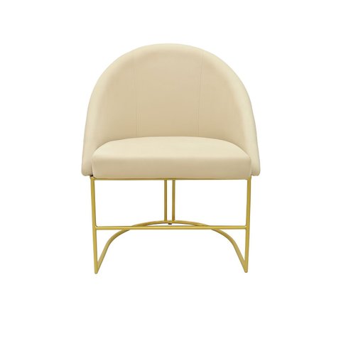 Kit Poltronas Decorativa Lua Sala de Jantar Base Industrial Dourada Bege Claro