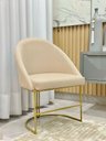 Ver imagem 2 de Kit Poltronas Decorativa Lua Sala de Jantar Base Industrial Dourada Bege Claro