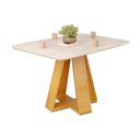 Ver imagem 4 de Mesa Multiuso Cozinha Kiara C/ Tampo Madeirado C/ Vidro Curvo 120x90cm Cedro/quartzo - Dj Móveis