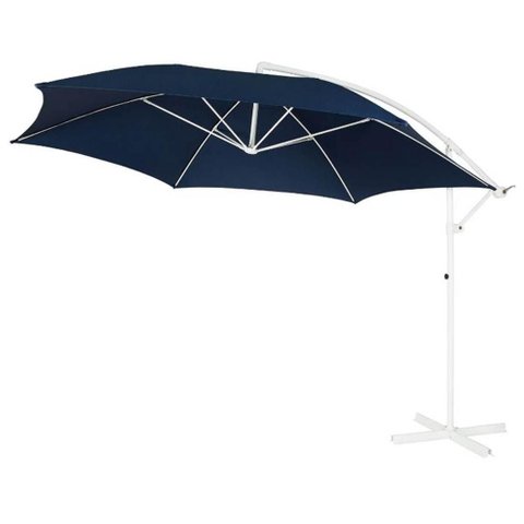 Ombrelone Guaiuba Azul Marinho em Aluminio com Base Lateral 3,35 Mt (larg) com Tecido Poliester -