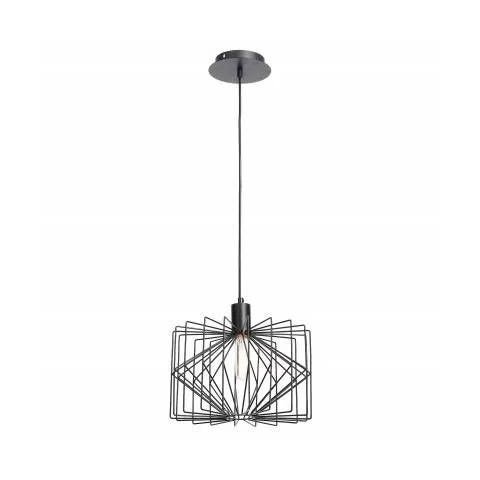 PENDENTE KUHI METAL PRETO 28,5X32CM 1E27 MD001B BELLA