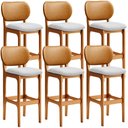 Ver imagem 1 de Kit 6 Banquetas Alta Bar Cozinha Jantar Betta L02 Imbuia Couríssimo Whisky Linho Cinza - Lyam