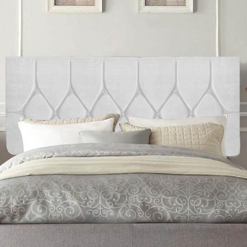 Painel Estofada Istambul Botão Capitonê 90cm Solteiro para Cama Box Quarto Corino Branco - Gat