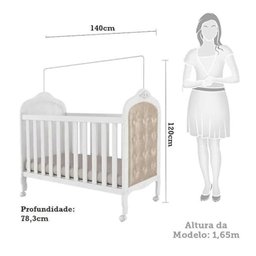 Kit Peroba Berço Elô Branco com Capitonê Corino Bege Incluso - 2