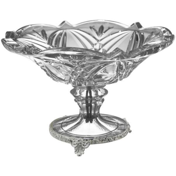 Centro De Mesa De Cristal Lapidado com Base Metal - 1