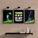 Ver imagem 2 de Kit 3 Quadros Tênnis Is My Therapy 45x34cm - com vidro:Madeira preta
