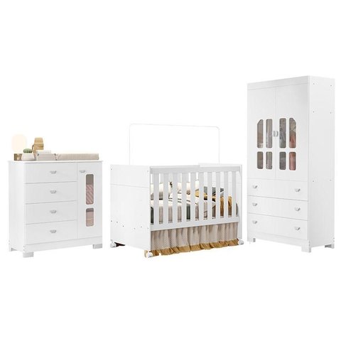 Quarto de Bebê New Katatau Branco Acetinado – Reller