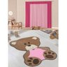 Kit Decoração Luna para Quarto Menina = Cortina Malha 2 Metros + Tapete Pelúcia Bebê Ursa - Rosa - 1