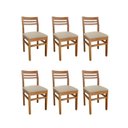 Ver imagem 1 de Kit 6 Cadeiras para Sala de Jantar Rústicas com Assento em Corino Madeira Maciça Diamante Bege/Marrom