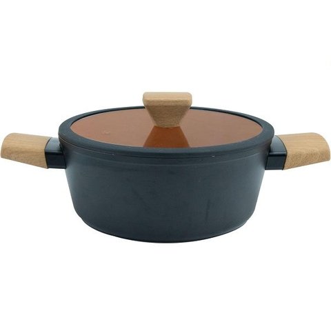 Caçarola Induçao Antiaderente Norma Rev Ceramico Tampa de Vidro 3l Preta