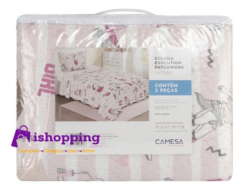 Kit Colcha Solteiro Infantil Patchwork 2 Pçs Menino e Menina - Meninas Radical - 5