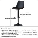 Ver imagem 7 de Kit 6 Banqueta Alta Vintage Estofada com Base Giratória e Regulagem de Altura - Preto